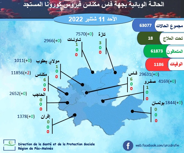الحالة الوبائية لفيروس كورونا المستجد بجهة فاس ـ مكناس