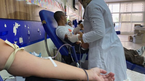 People donate blood following a powerful earthquake, in the historic city of Marrakech, in Morocco, September 9, 2023. REUTERS/Abdelhak Balhaki